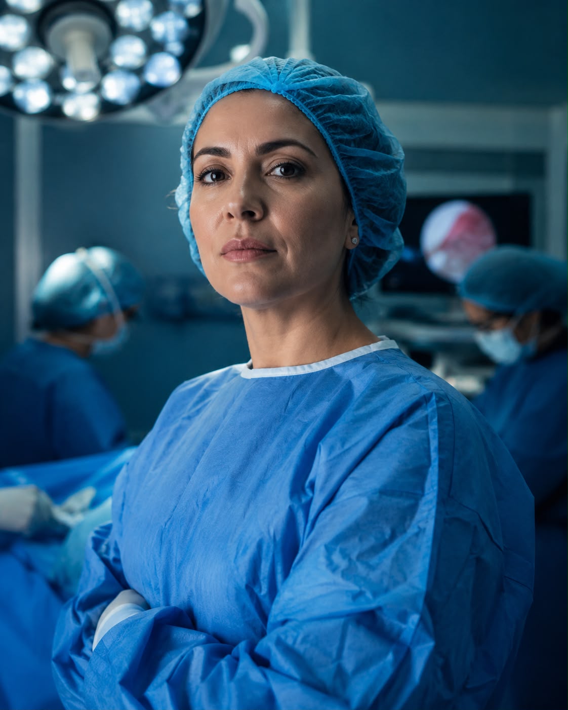 Doctora en quirófano lista para atender una cirugía